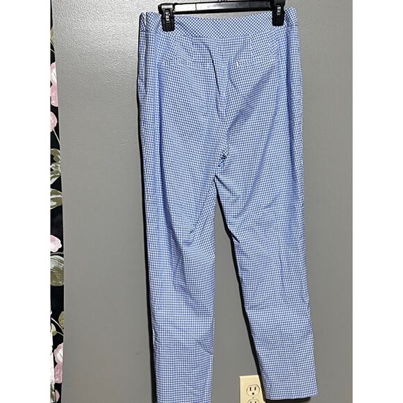NWT Talbots Ankle Length Gingham Blue White‎ Pants Size 4 Cotton Mix side zipper - Picture 2 of 9
